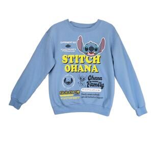 Disney Lilo & Stitch Ohana Blue Pullover Graphic Sweatshirt, Women's Jrs L 11/13